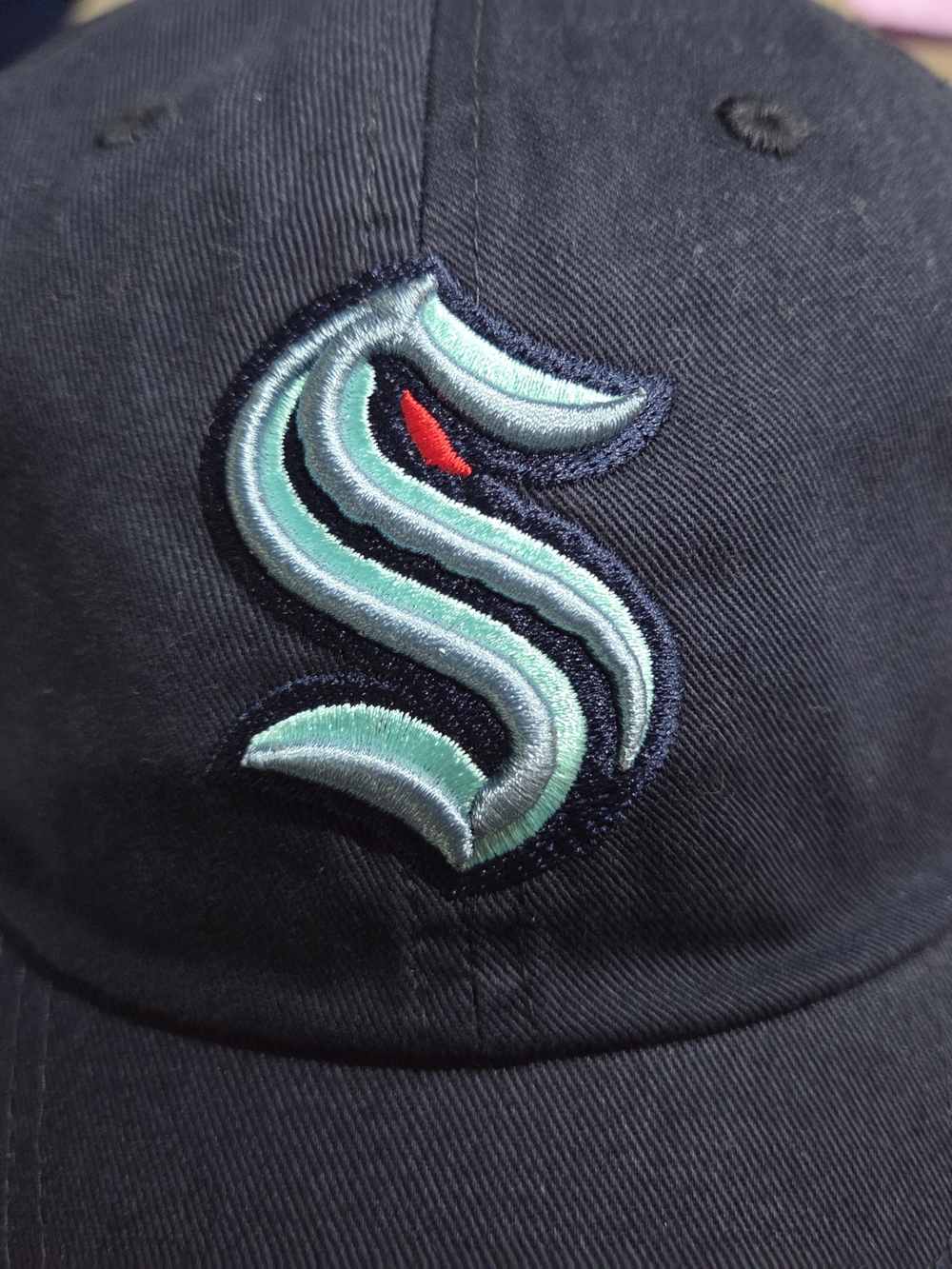 Embroidered 'S' Logo Baseball Cap in Navy with Seafoam Accent
